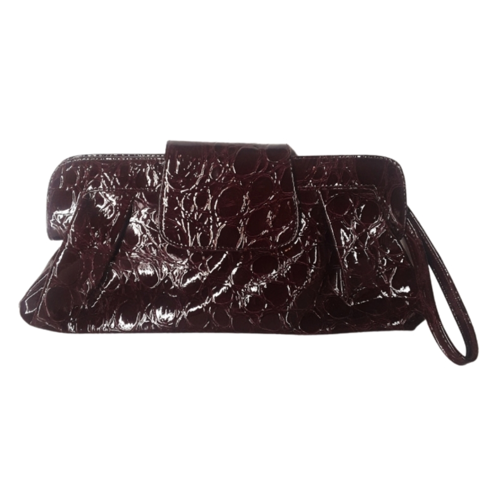 GIANNINI Faux Leather Burgundy Reptile Clutch